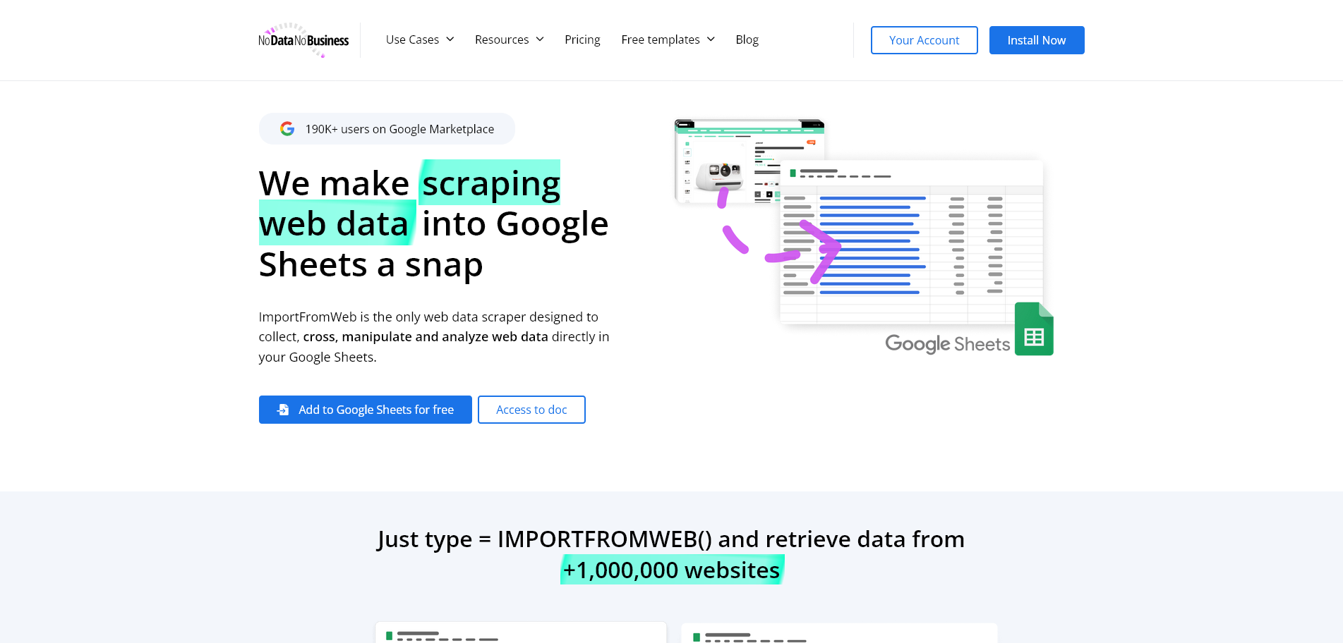 ImportFromWeb - Extract website data from Google sheets NoDataNoBusiness