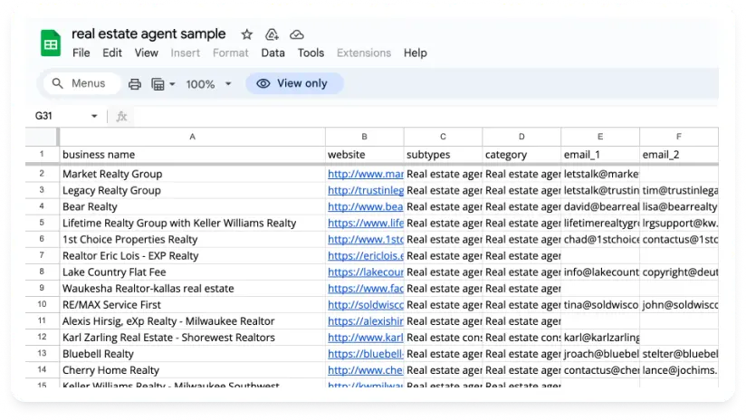 Real State Sample Data